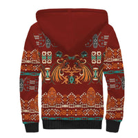 Oxblood Batik Papua-inspired Pattern Sherpa Hoodie - Polynesian Pride