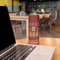 Oxblood Batik Papua-inspired Pattern Skinny Tumbler - Polynesian Pride