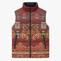 Oxblood Batik Papua-inspired Pattern Sleeveless Puffer Jacket - Polynesian Pride
