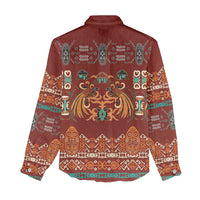 Oxblood Batik Papua-inspired Pattern Women Casual Shirt - Polynesian Pride