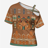 Terracotta Batik Papua-inspired Pattern Cross Shoulder Shirt - Polynesian Pride