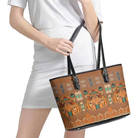 Terracotta Batik Papua-inspired Pattern Leather Tote Bag - Polynesian Pride