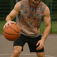 Terracotta Batik Papua-inspired Pattern Sleeveless Hoodie - Polynesian Pride