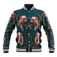 Dark Cyan Blue Bird of Batik Papua Baseball Jacket Exotic Natural Wealth of Papua - Polynesian Pride
