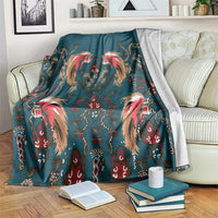 Dark Cyan Blue Bird of Batik Papua Blanket Exotic Natural Wealth of Papua - Polynesian Pride