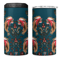 Dark Cyan Blue Bird of Batik Papua 4 in 1 Can Cooler Tumbler Exotic Natural Wealth of Papua LT9 One Size: 16 oz Blue - Polynesian Pride