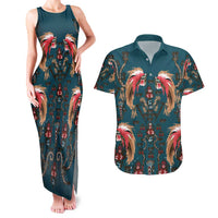 Dark Cyan Blue Bird of Batik Papua Couples Matching Tank Maxi Dress and Hawaiian Shirt Exotic Natural Wealth of Papua LT9 Blue - Polynesian Pride