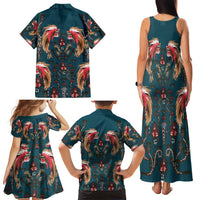 Dark Cyan Blue Bird of Batik Papua Family Matching Tank Maxi Dress and Hawaiian Shirt Exotic Natural Wealth of Papua LT9 - Polynesian Pride
