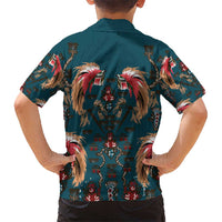 Dark Cyan Blue Bird of Batik Papua Kid Hawaiian Shirt Exotic Natural Wealth of Papua LT9 - Polynesian Pride