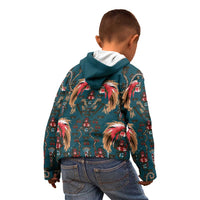 Dark Cyan Blue Bird of Batik Papua Kid Hoodie Exotic Natural Wealth of Papua LT9 - Polynesian Pride