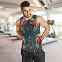 Dark Cyan Blue Bird of Batik Papua Men Tank Top Exotic Natural Wealth of Papua LT9 Blue - Polynesian Pride