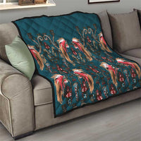 Dark Cyan Blue Bird of Batik Papua Quilt Exotic Natural Wealth of Papua - Polynesian Pride