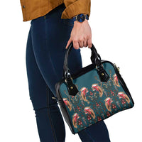 Dark Cyan Blue Bird of Batik Papua Shoulder Handbag Exotic Natural Wealth of Papua - Polynesian Pride