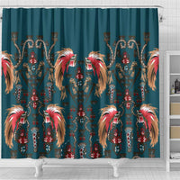 Dark Cyan Blue Bird of Batik Papua Shower Curtain Exotic Natural Wealth of Papua LT9 - Polynesian Pride