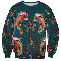 Dark Cyan Blue Bird of Batik Papua Sweatshirt Exotic Natural Wealth of Papua - Polynesian Pride