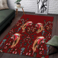 Oxblood Bird of Batik Papua Area Rug Exotic Natural Wealth of Papua - Polynesian Pride