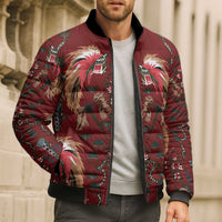 Oxblood Bird of Batik Papua Bomber Puffer Jacket Exotic Natural Wealth of Papua - Polynesian Pride