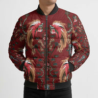 Oxblood Bird of Batik Papua Bomber Puffer Jacket Exotic Natural Wealth of Papua - Polynesian Pride