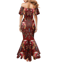 Oxblood Bird of Batik Papua Family Matching Mermaid Dress and Hawaiian Shirt Exotic Natural Wealth of Papua LT9 - Polynesian Pride