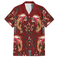 Oxblood Bird of Batik Papua Family Matching Off The Shoulder Long Sleeve Dress and Hawaiian Shirt Exotic Natural Wealth of Papua LT9 Dad's Shirt - Short Sleeve Red - Polynesian Pride