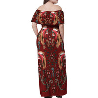 Oxblood Bird of Batik Papua Family Matching Off Shoulder Maxi Dress and Hawaiian Shirt Exotic Natural Wealth of Papua LT9 - Polynesian Pride