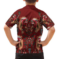 Oxblood Bird of Batik Papua Family Matching Off Shoulder Short Dress and Hawaiian Shirt Exotic Natural Wealth of Papua LT9 - Polynesian Pride