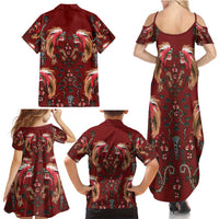 Oxblood Bird of Batik Papua Family Matching Summer Maxi Dress and Hawaiian Shirt Exotic Natural Wealth of Papua LT9 - Polynesian Pride