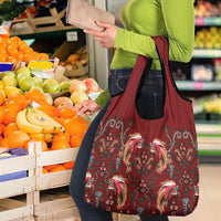 Oxblood Bird of Batik Papua Grocery Bag Exotic Natural Wealth of Papua - Polynesian Pride