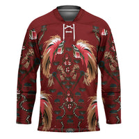 Oxblood Bird of Batik Papua Hockey Jersey Exotic Natural Wealth of Papua LT9 Unisex Red - Polynesian Pride