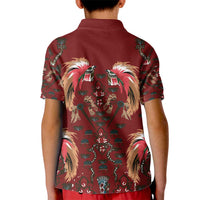 Oxblood Bird of Batik Papua Kid Polo Shirt Exotic Natural Wealth of Papua LT9 - Polynesian Pride