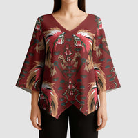 Oxblood Bird of Batik Papua Kimono Sleeve Blouse Exotic Natural Wealth of Papua LT9 - Polynesian Pride