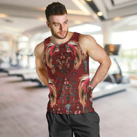 Oxblood Bird of Batik Papua Men Tank Top Exotic Natural Wealth of Papua LT9 Red - Polynesian Pride