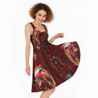 Oxblood Bird of Batik Papua Midi Dress Exotic Natural Wealth of Papua LT9 - Polynesian Pride