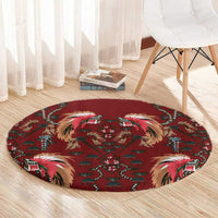 Oxblood Bird of Batik Papua Round Carpet Exotic Natural Wealth of Papua - Polynesian Pride