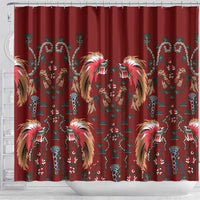 Oxblood Bird of Batik Papua Shower Curtain Exotic Natural Wealth of Papua LT9 - Polynesian Pride