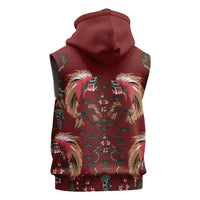 Oxblood Bird of Batik Papua Sleeveless Zip Hoodie Exotic Natural Wealth of Papua LT9 - Polynesian Pride