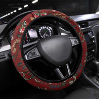 Oxblood Bird of Batik Papua Steering Wheel Cover Exotic Natural Wealth of Papua LT9 Universal Fit Red - Polynesian Pride