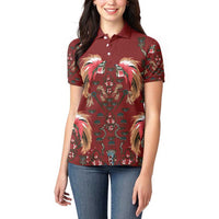 Oxblood Bird of Batik Papua Women Polo Shirt Exotic Natural Wealth of Papua LT9 - Polynesian Pride