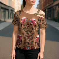 Terracotta Bird of Batik Papua Cross Shoulder Shirt Exotic Natural Wealth of Papua LT9 - Polynesian Pride