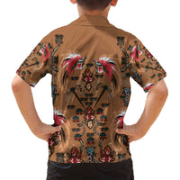 Terracotta Bird of Batik Papua Family Matching Off The Shoulder Long Sleeve Dress and Hawaiian Shirt Exotic Natural Wealth of Papua LT9 - Polynesian Pride