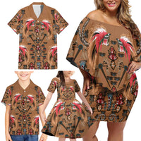 Terracotta Bird of Batik Papua Family Matching Off Shoulder Short Dress and Hawaiian Shirt Exotic Natural Wealth of Papua LT9 - Polynesian Pride