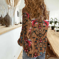 Terracotta Bird of Batik Papua Women Casual Shirt Exotic Natural Wealth of Papua LT9 - Polynesian Pride