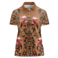 Terracotta Bird of Batik Papua Women Polo Shirt Exotic Natural Wealth of Papua LT9 Female Gold - Polynesian Pride
