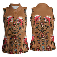 Terracotta Bird of Batik Papua Women Sleeveless Polo Shirt Exotic Natural Wealth of Papua LT9 - Polynesian Pride