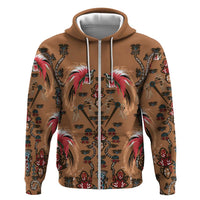 Terracotta Bird of Batik Papua Zip Hoodie Exotic Natural Wealth of Papua LT9 Zip Hoodie Gold - Polynesian Pride