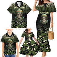 Veterans Day Family Matching Mermaid Dress and Hawaiian Shirt War Never Leaves A Veteran Proud Military LT9 - Polynesian Pride