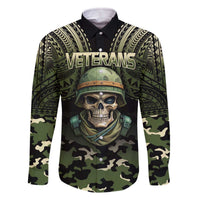 Veterans Day Family Matching Off The Shoulder Long Sleeve Dress and Hawaiian Shirt War Never Leaves A Veteran Proud Military LT9 Dad's Shirt - Long Sleeve Black - Polynesian Pride