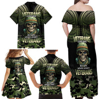 Veterans Day Family Matching Off Shoulder Maxi Dress and Hawaiian Shirt War Never Leaves A Veteran Proud Military LT9 - Polynesian Pride