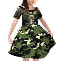 Veterans Day Family Matching Off Shoulder Short Dress and Hawaiian Shirt War Never Leaves A Veteran Proud Military LT9 Daughter's Dress Black - Polynesian Pride