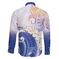 Marshall Islands Manit Day Family Matching Off The Shoulder Long Sleeve Dress and Hawaiian Shirt Plumeria and Polynesian Tribal LT9 - Polynesian Pride